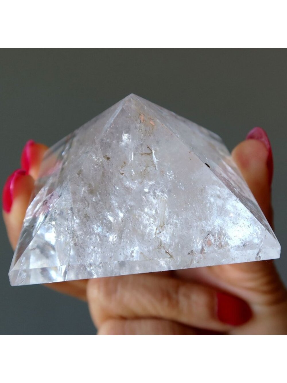 Clear Quartz Pyramid Rainbow Crystal Internal Clarity Wounded Stone